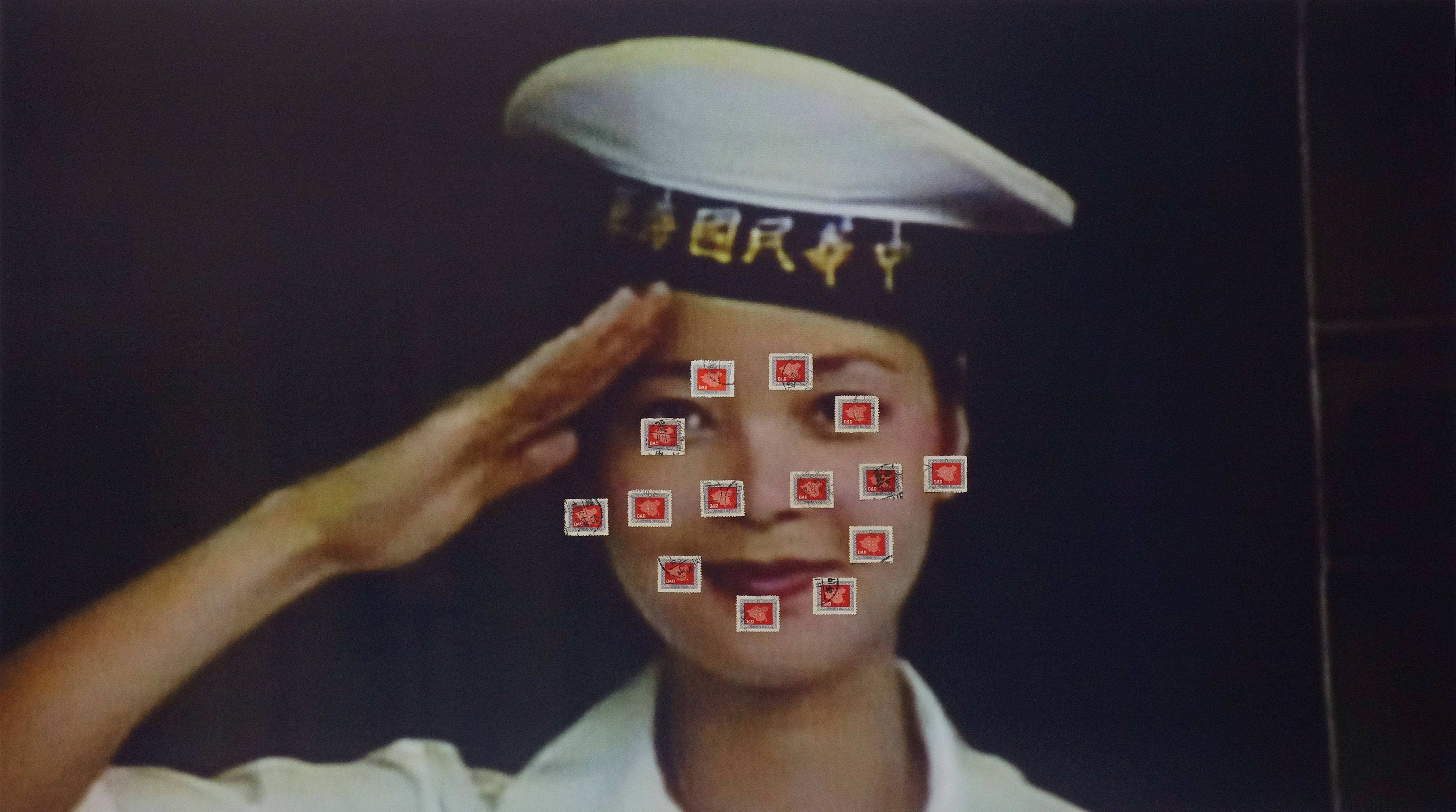 藍仲軒 LAN Chung-Hsuan, 女神 Goddess, 2020, 無酸噴墨相紙、郵票 archival inkjet print, stamps, 86 x 48 cm 2